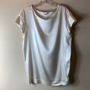 Vince Cream Silk Classic Short Sleeve Blouse